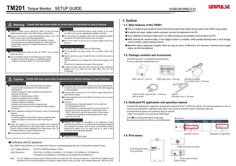 Unipulse TM201 Setup guide