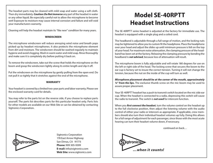 Sigtronics SE-40RPTT instructions
