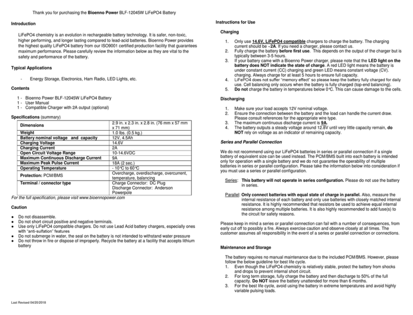 Bioenno Power BLF-12045W User manual