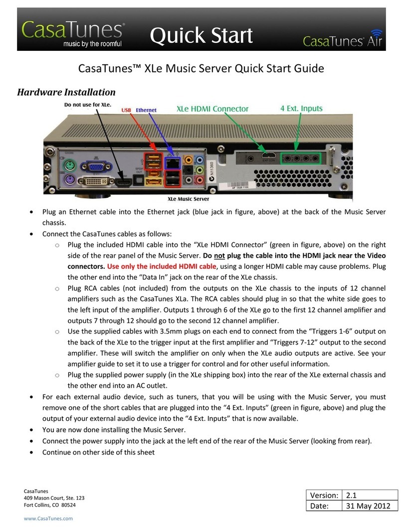 CasaTunes XLe quick start guide