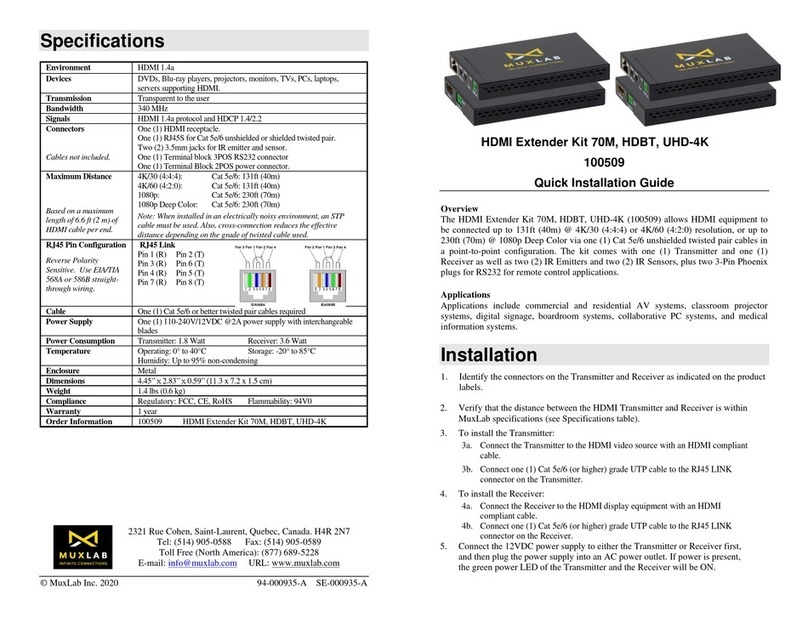 MuxLab 100509 Quick installation guide