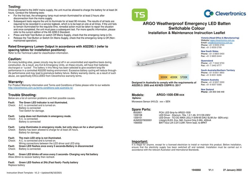 Clevertronics ARGO-1500-EM Series Installation and operating instructions