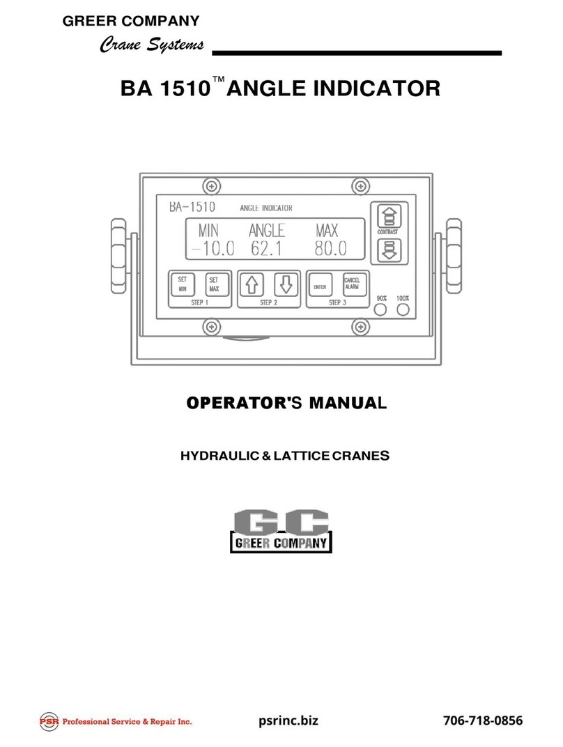 GREER Company Crane Systems BA 1510 Operator's manual