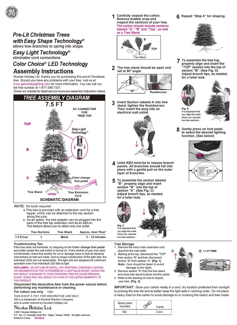 GE Pre-Lit Christmas Tree with Easy Shape Easy Light Color... User manual