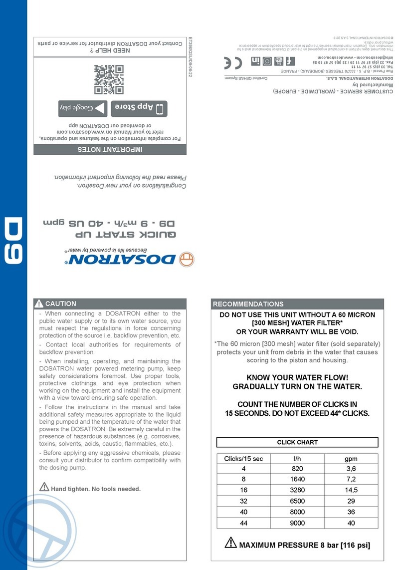 dosatron D9 Green Line Operator's manual