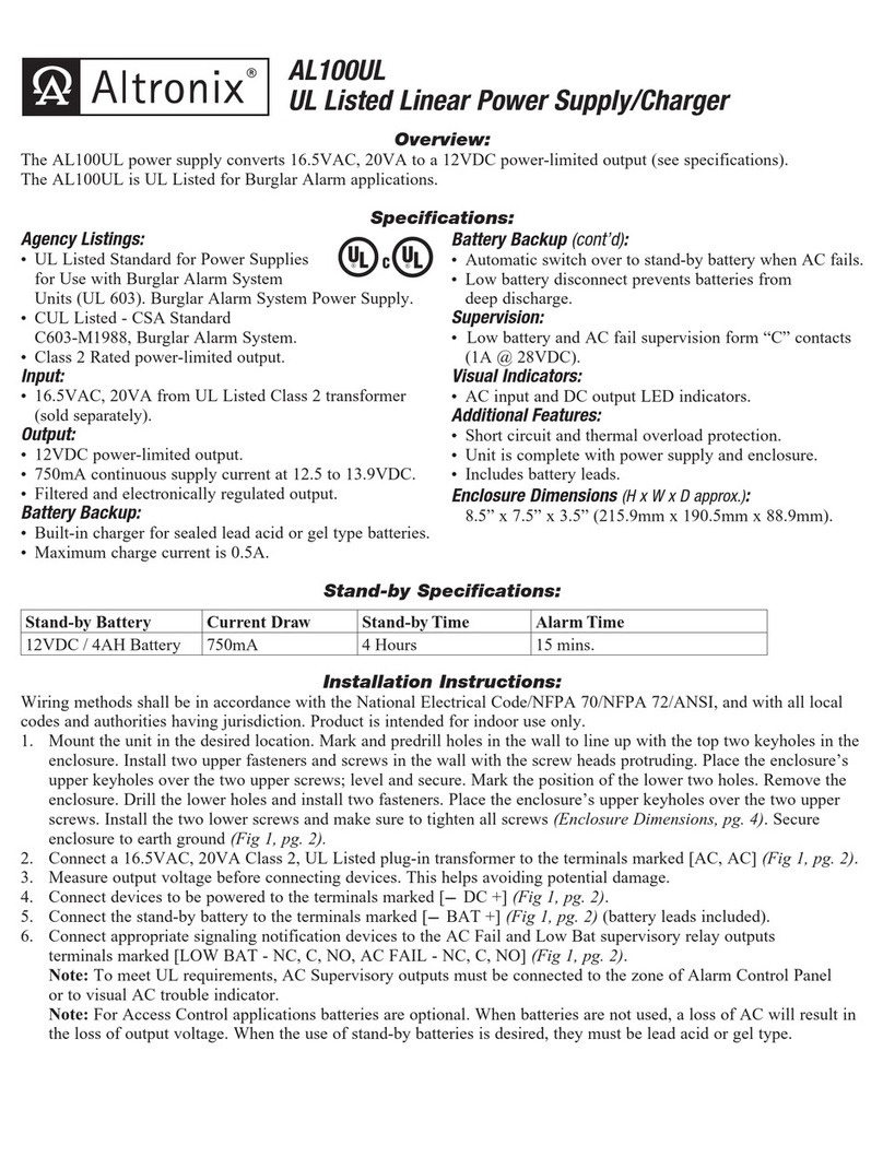 Altronix AL100UL User manual