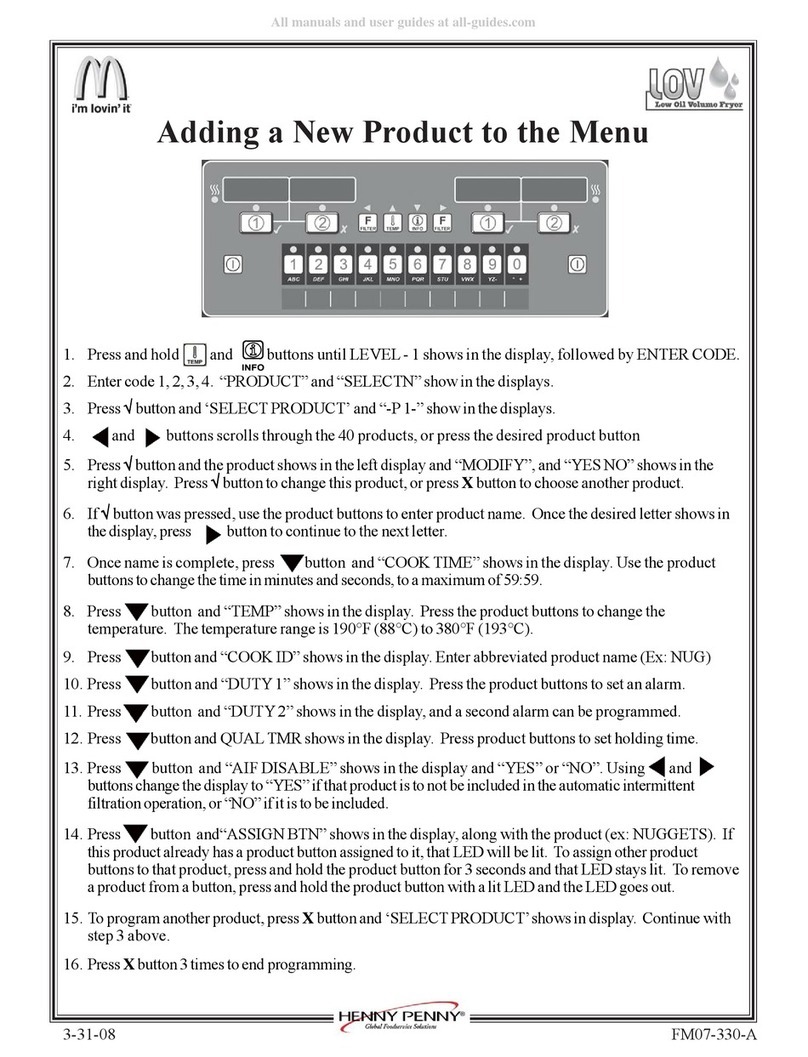 Henny Penny LOV 100 Series User manual