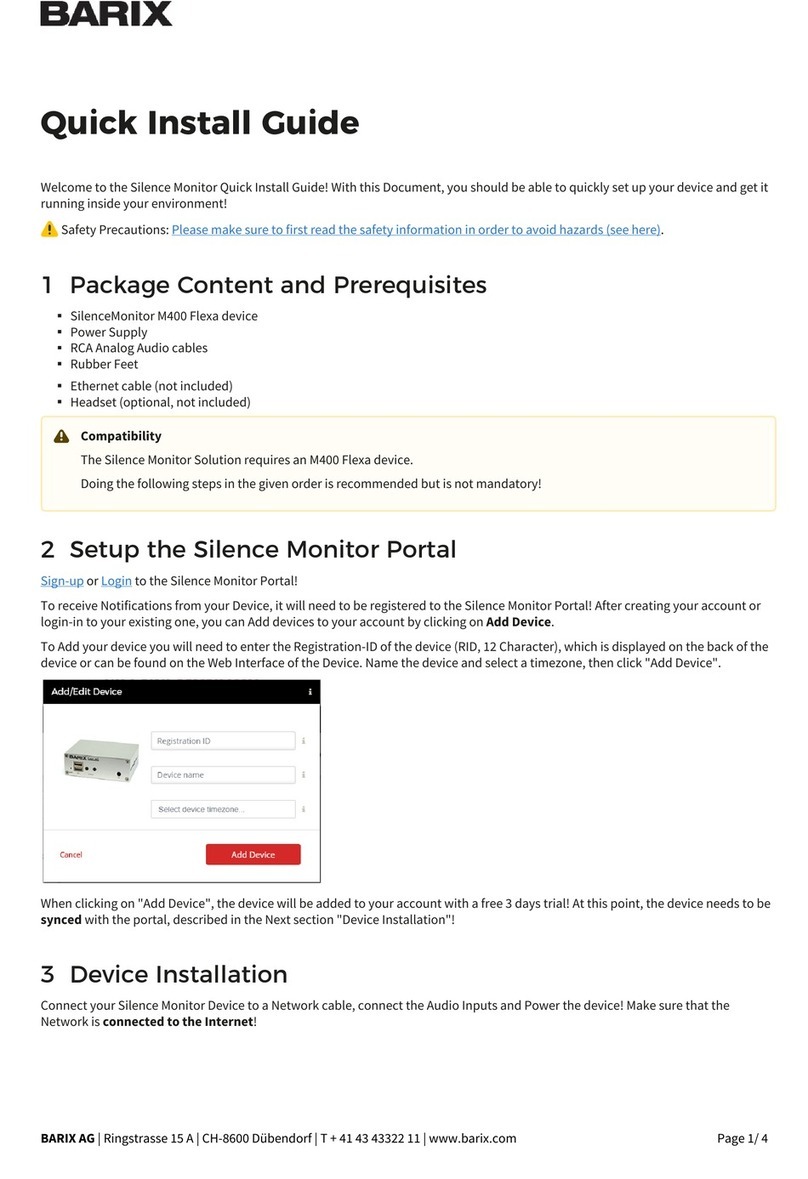 BARIX SilenceMonitor M400 Flexa User manual