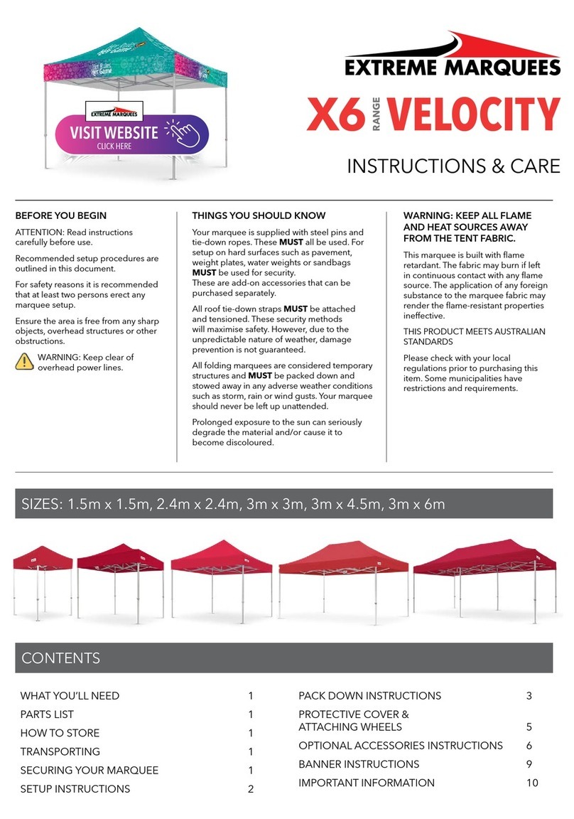 Extreme marquees X6 VELOCITY Instructions & Care