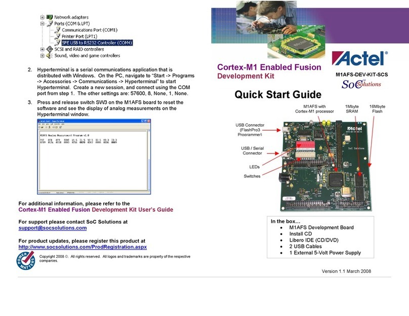 Actel SOCSolutions Cortex-M1 quick start guide