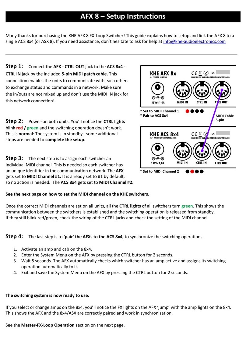 KHE AUDIO ELECTRONICS AFX 8 Setup instructions