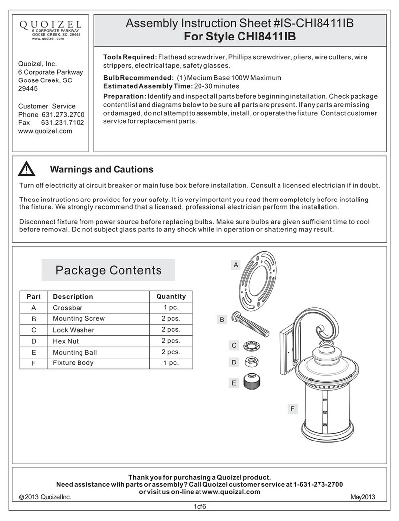 Quoizel Style CHI8411IB Assembly instruction