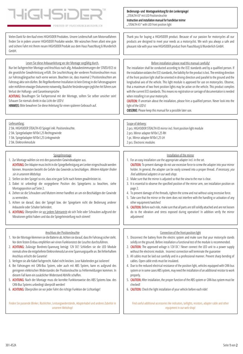 HIGHSIDER STEALTH-X3 Instruction and installation manual HIGHSIDER STEALTH-X3 Instruction and installation manual