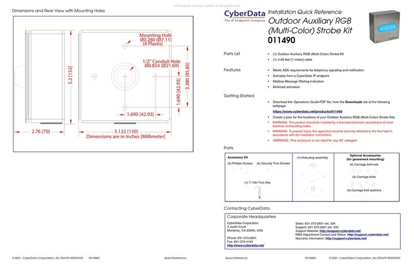 CyberData 011490 Installation quick reference