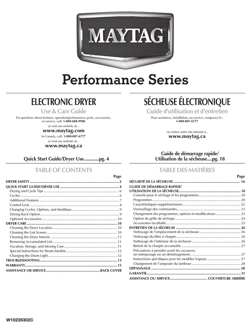 Maytag Performance MGDE300VF1 Use & care guide