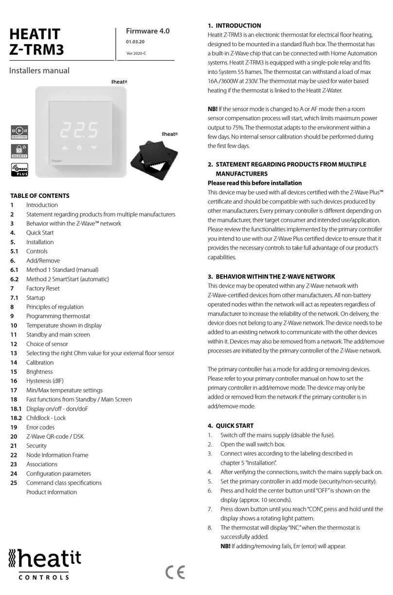Heatit Controls HEATIT Z-TRM3 Installer manual Heatit Controls HEATIT Z-TRM3 Installer manual