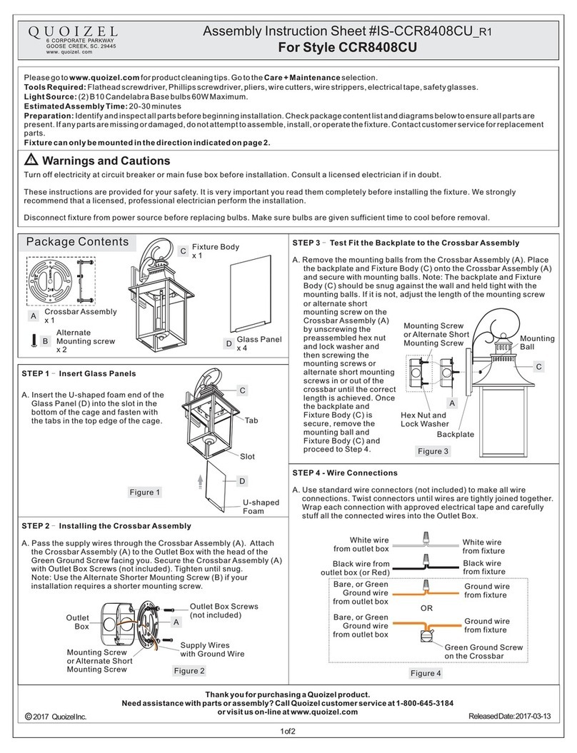 Quoizel CCR8408CU Assembly instruction sheet