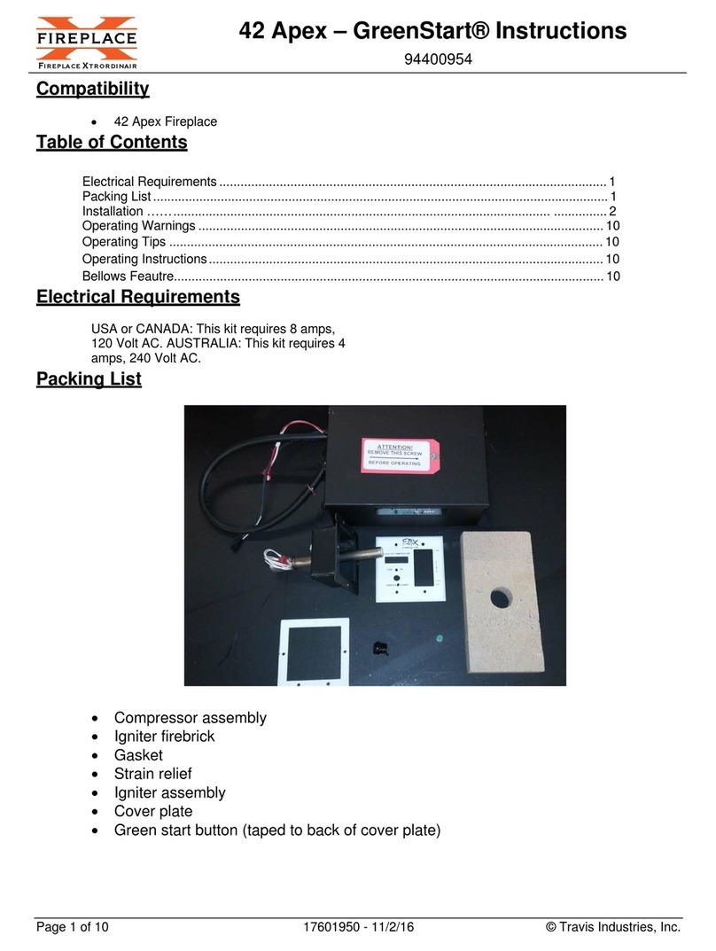 Travis Industries Fireplace Xtrordinair GreenStart Apex 42 User manual