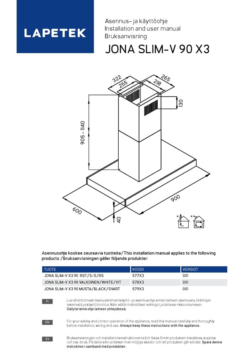 Lapetek JONA SLIM X3 90 Installation and user manual