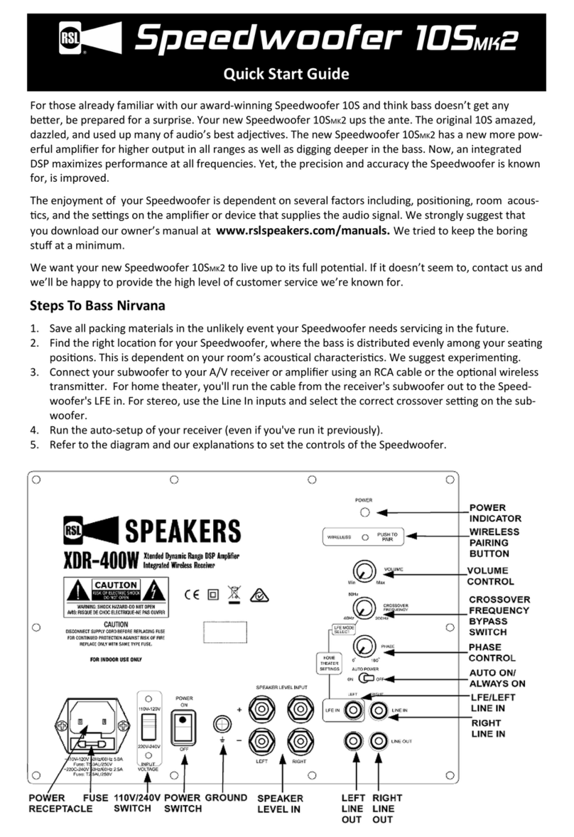 RSL Speedwoofer 105MK2 quick start guide