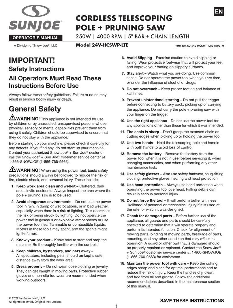 SNOWJOE SUNJOE 24V-HCSWP-LTE Operator's manual
