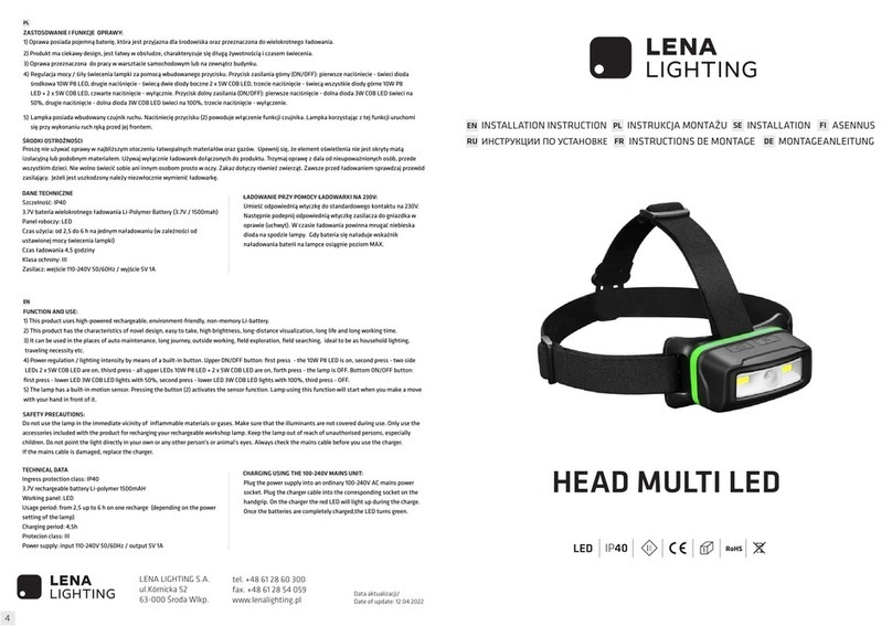 Lena Lighting HEAD MULTI LED Installation instruction