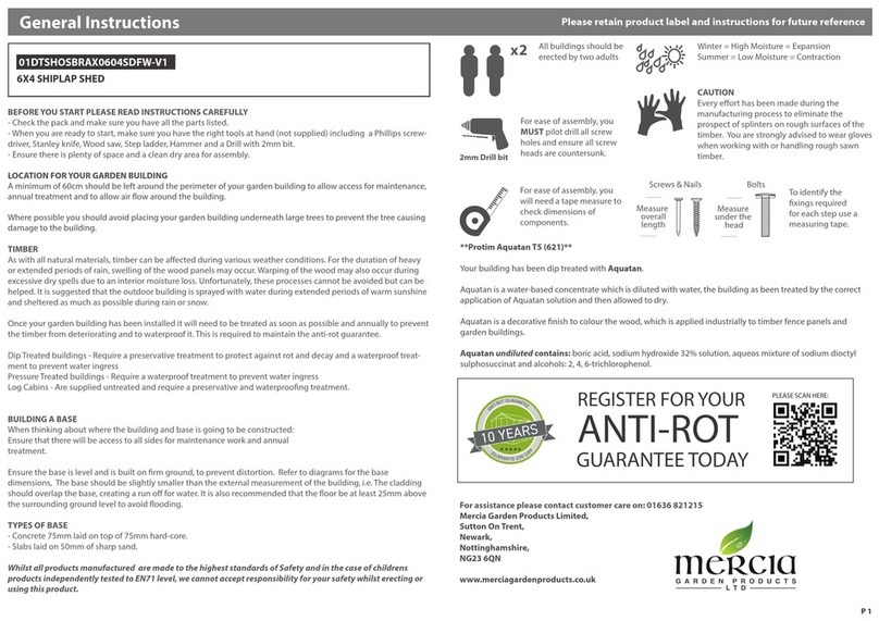 Mercia Garden Products 01DTSHOSBRAX0604SDFW-V1 Instruction manual