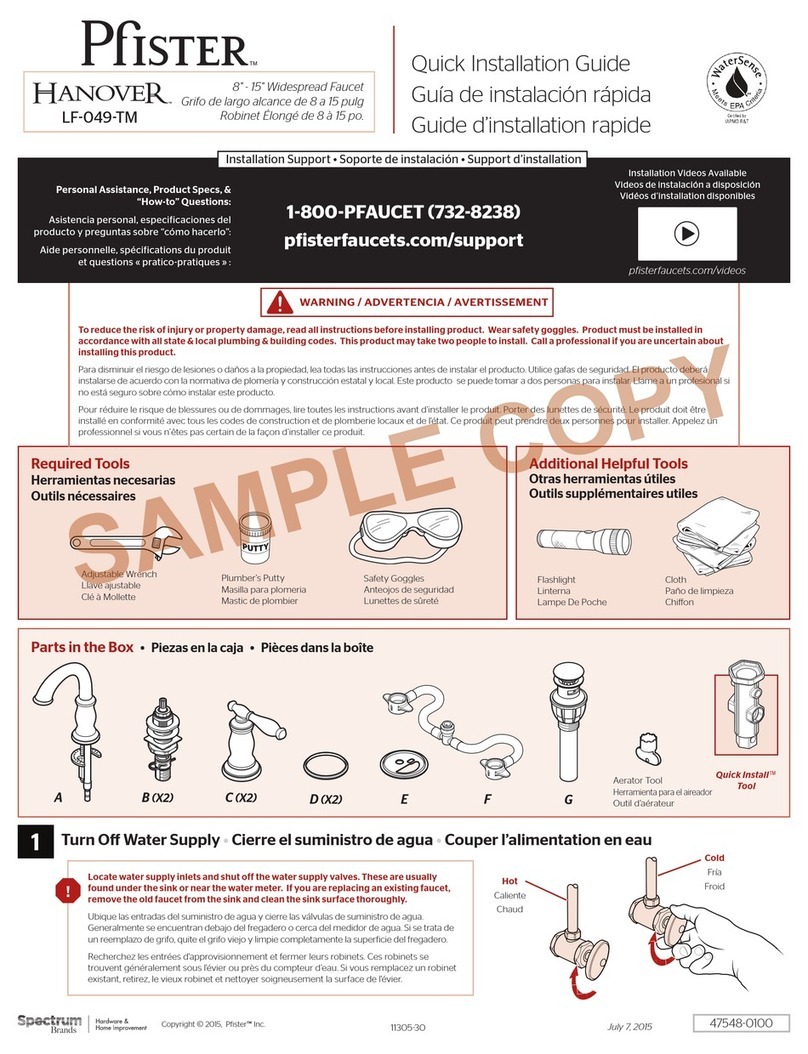 Pfister HANOVER LF-049-TM Quick installation guide