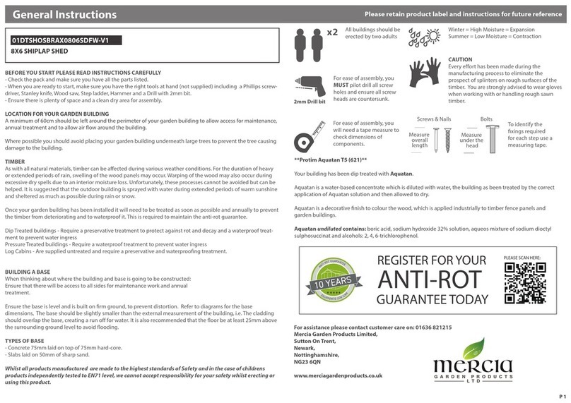 Mercia Garden Products 01DTSHOSBRAX0806SDFW-V1 General instructions Mercia Garden Products 01DTSHOSBRAX0806SDFW-V1 General instructions