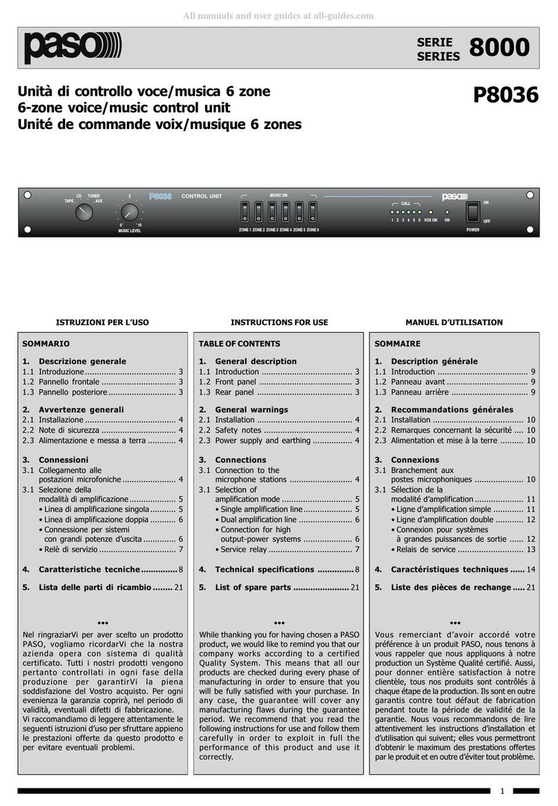 Paso 8000 Series Instructions for use