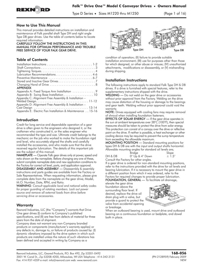 Rexnord Falk Drive One D Series owner's manual