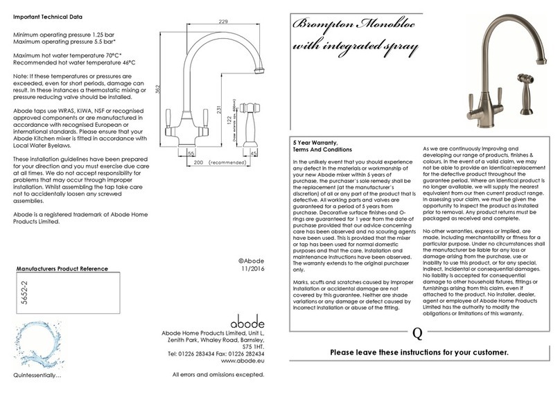 Abode Brompton Monobloc 5652-2 User manual