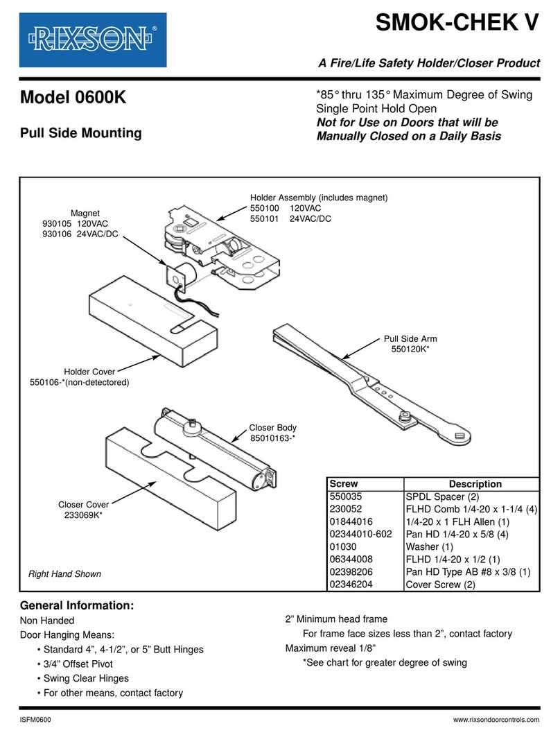 Rixson SMOK-CHEK V 0600K Mounting instructions