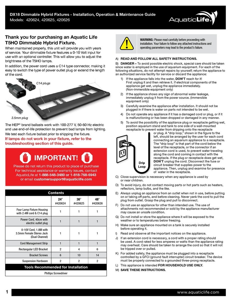 AquaticLife 420624 Installation, operation, maintenance guide AquaticLife 420624 Installation, operation, maintenance guide