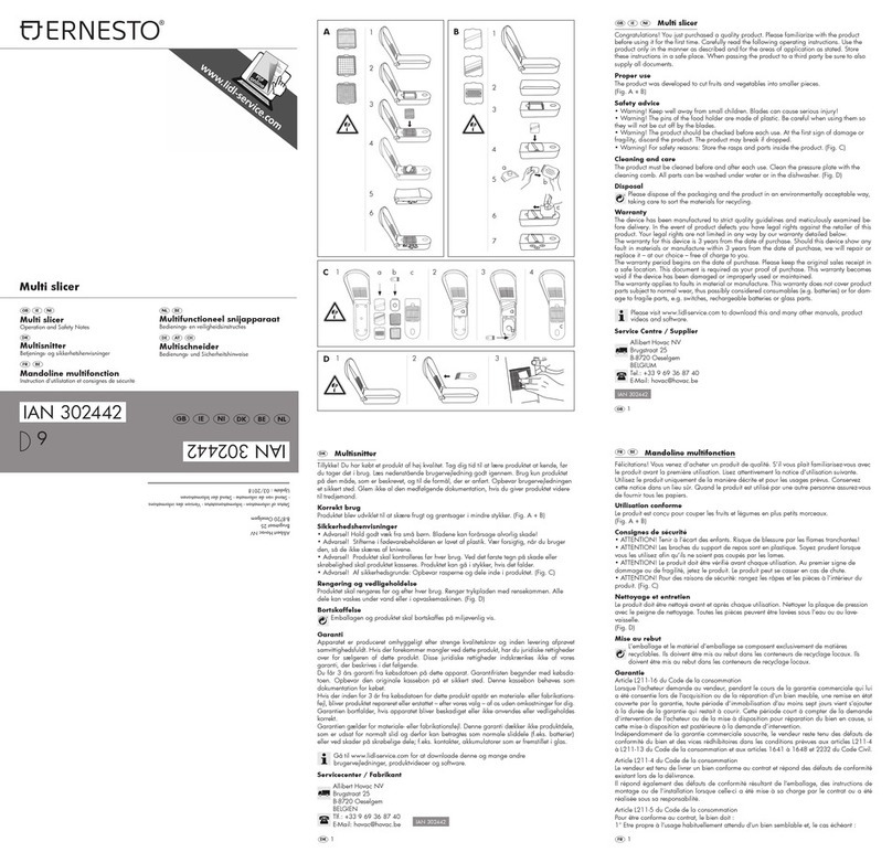 Ernesto 302442 Operation and safety notes