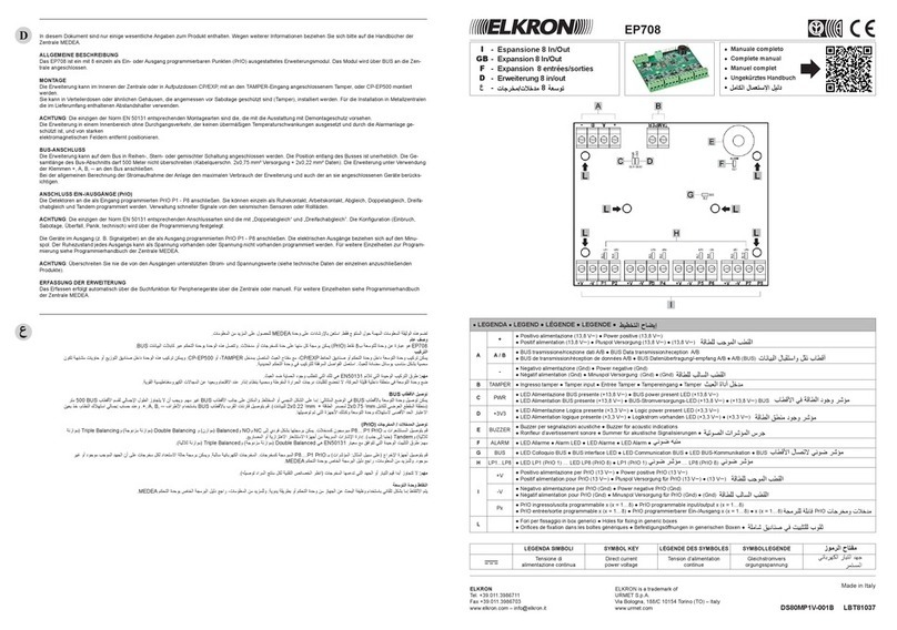 Elkron EP708 User manual
