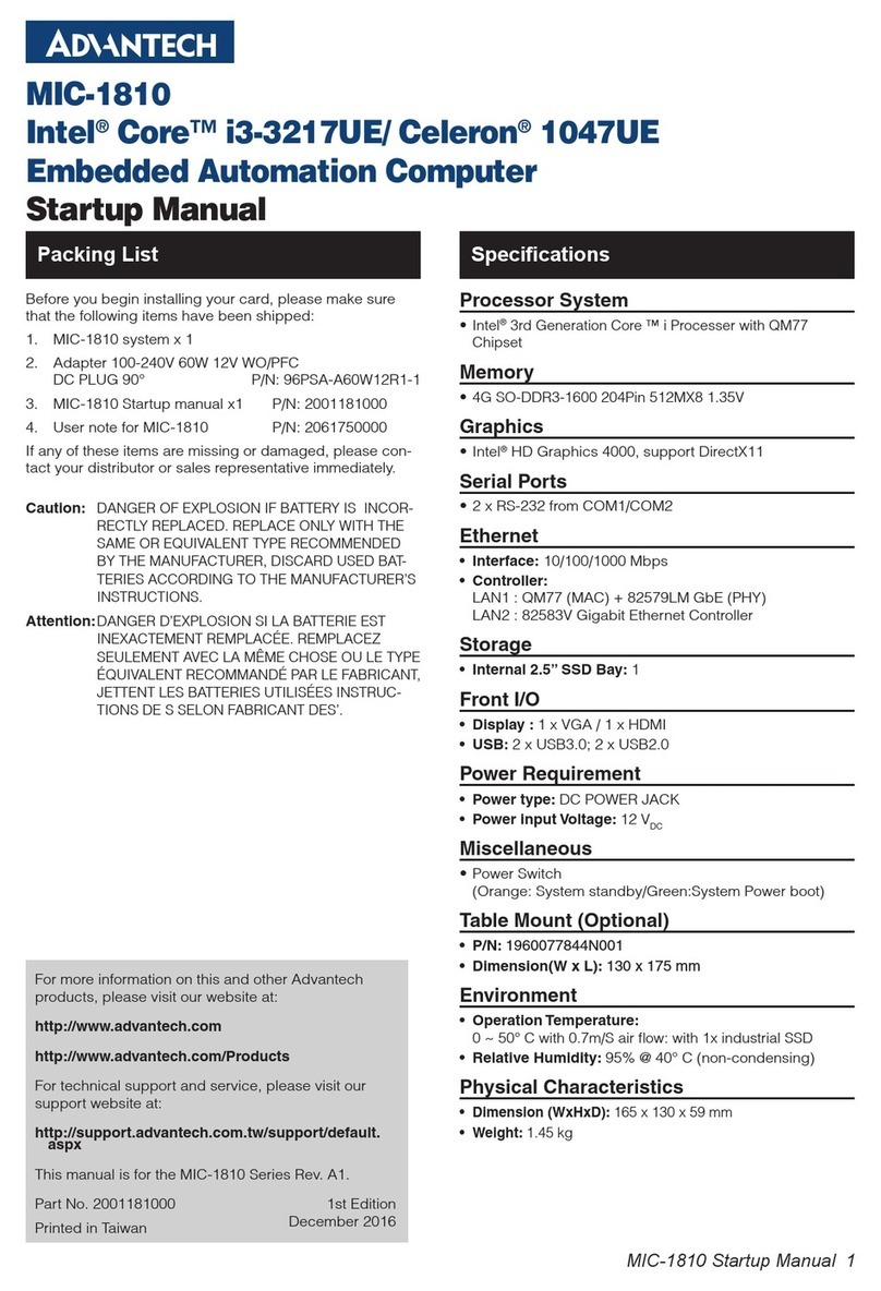 Advantech MIC-1810 Installation and operation manual
