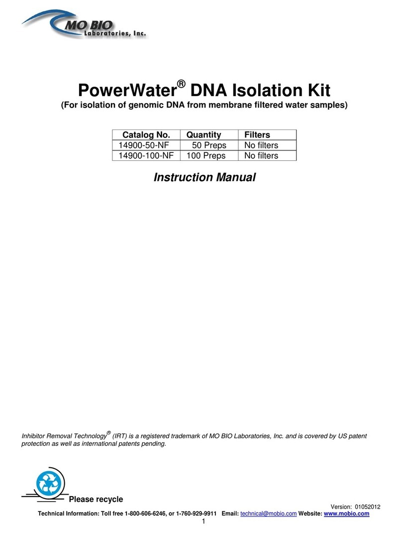 MO BIO Laboratories PowerWater DNA instruction manual MO BIO Laboratories PowerWater DNA instruction manual