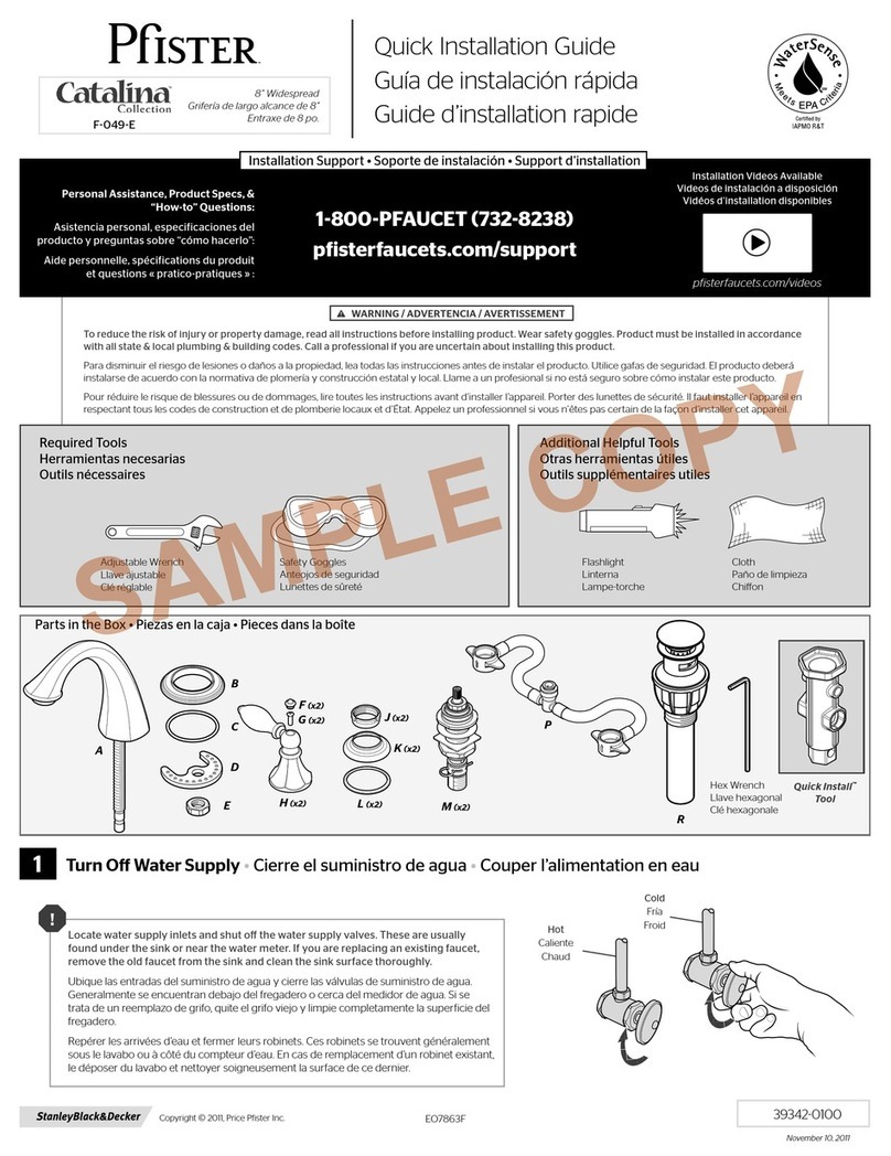 Pfister Catalina F-049-E Quick installation guide