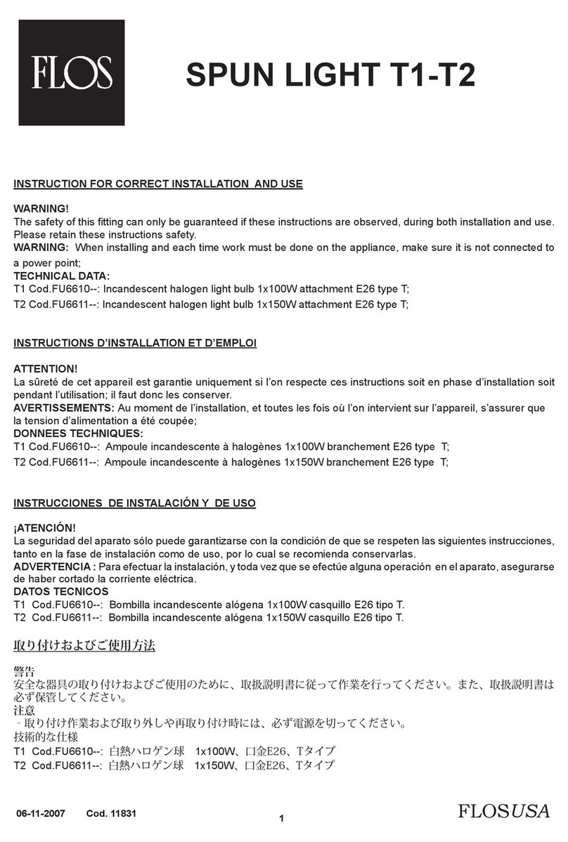 FLOS SPUN LIGHT T1 User manual FLOS SPUN LIGHT T1 User manual