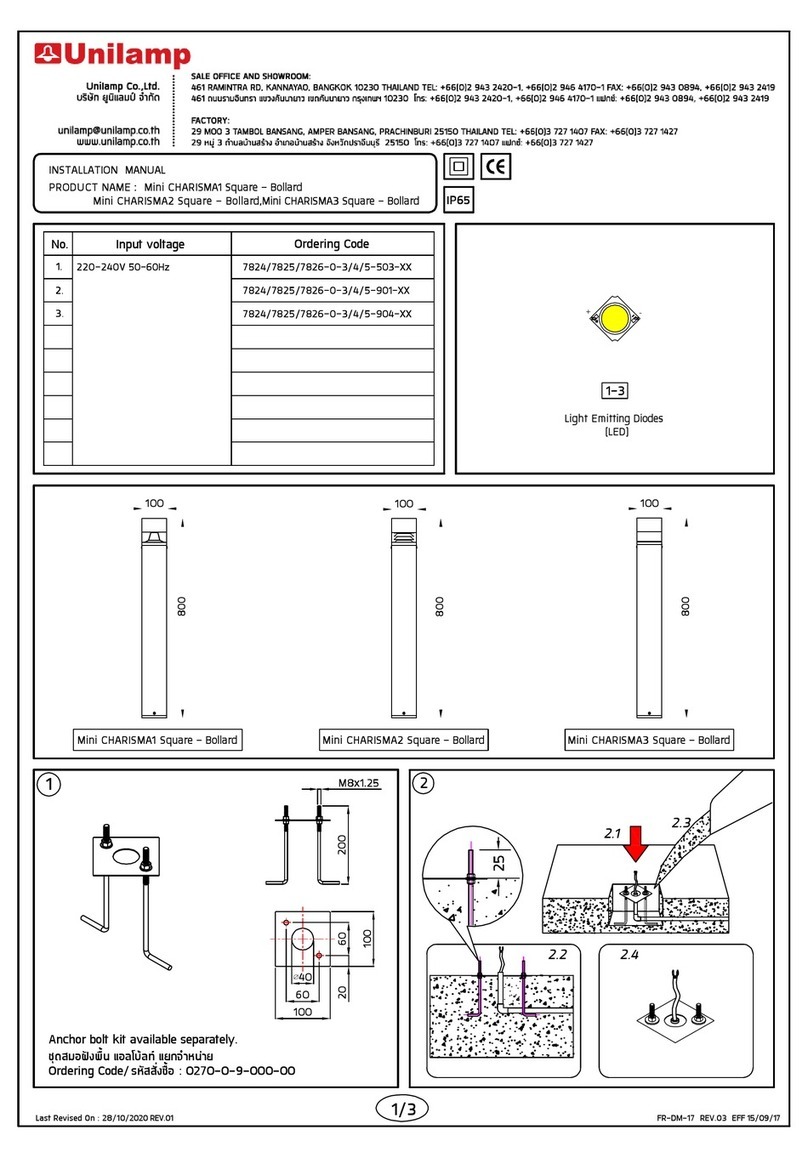 Unilamp Mini CHARISMA1 Square-Bollard installation manual