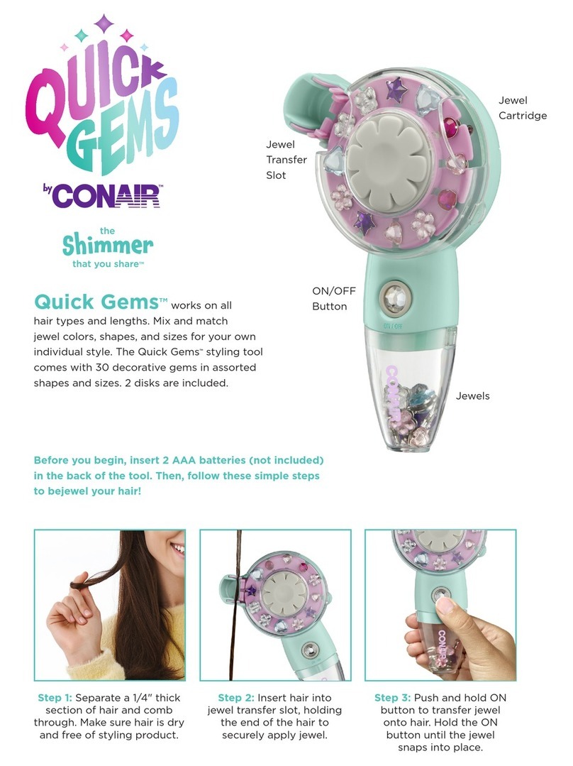 Conair Quick Gems HJ7 quick start guide Conair Quick Gems HJ7 quick start guide