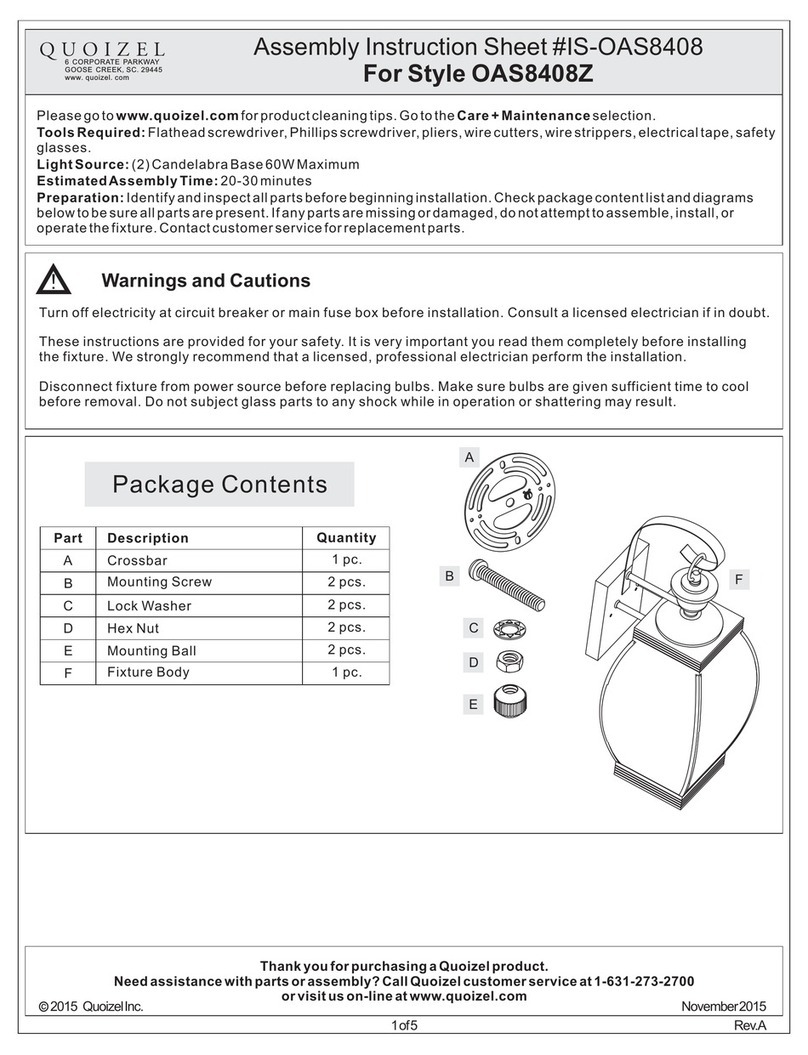 Quoizel Oasis OAS8408Z Mounting instructions Quoizel Oasis OAS8408Z Mounting instructions