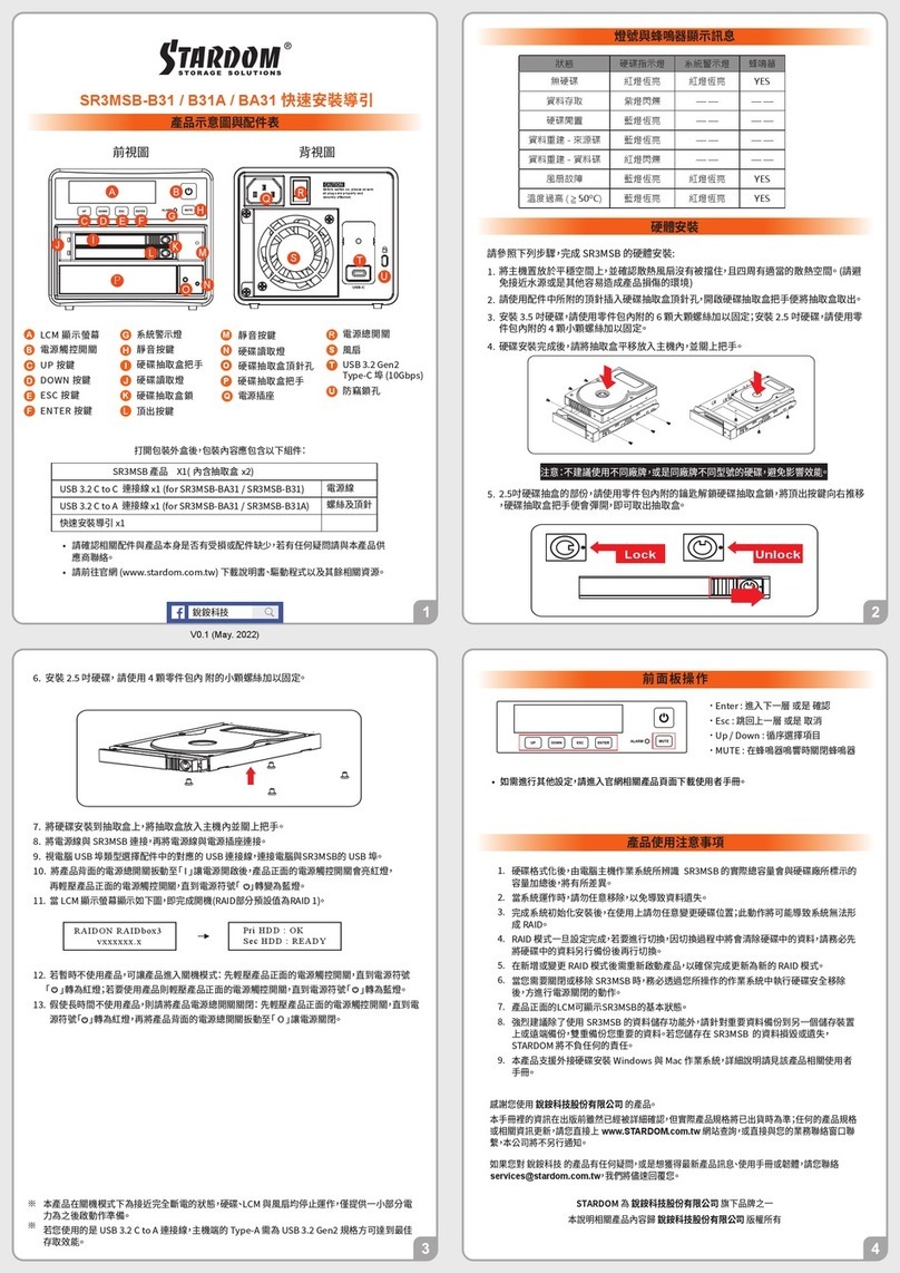 Stardom SOHORAID SR3MSB-B31 User manual Stardom SOHORAID SR3MSB-B31 User manual