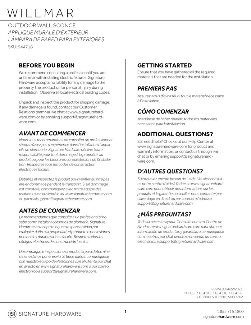Signature Hardware WILLMAR 944718 User manual