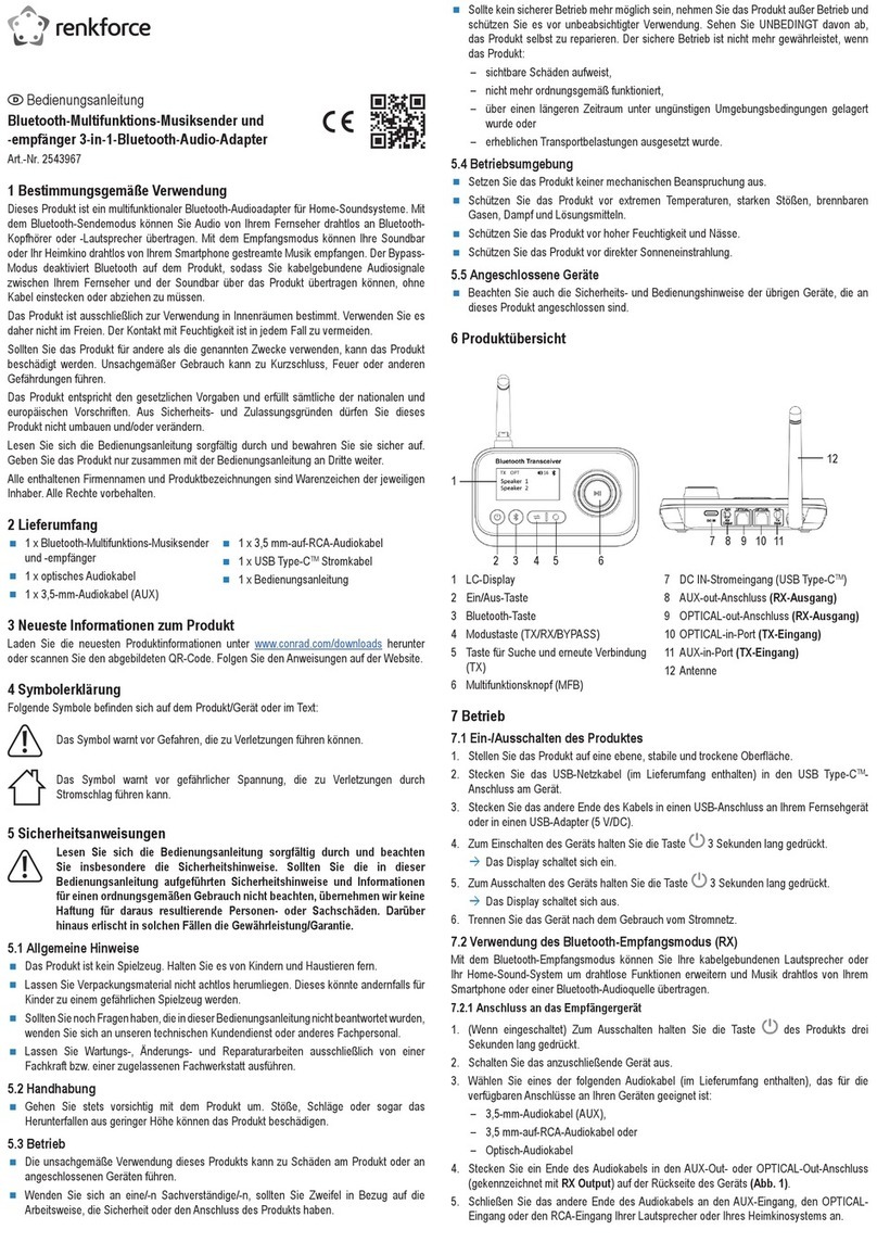 Renkforce F-BTR-210 operating instructions