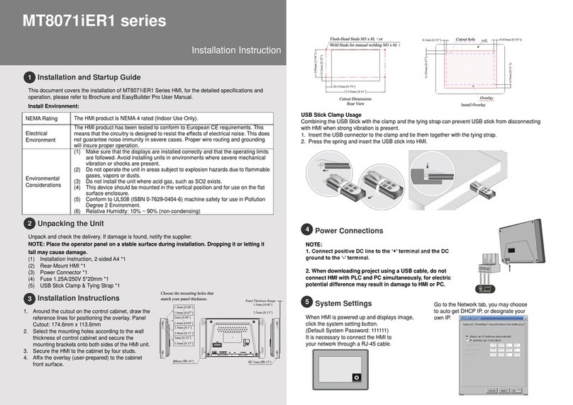 weintek MT8071iER1 Series Installation instruction