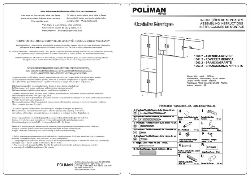 Poliman Moveis 1060.2 Installation guide