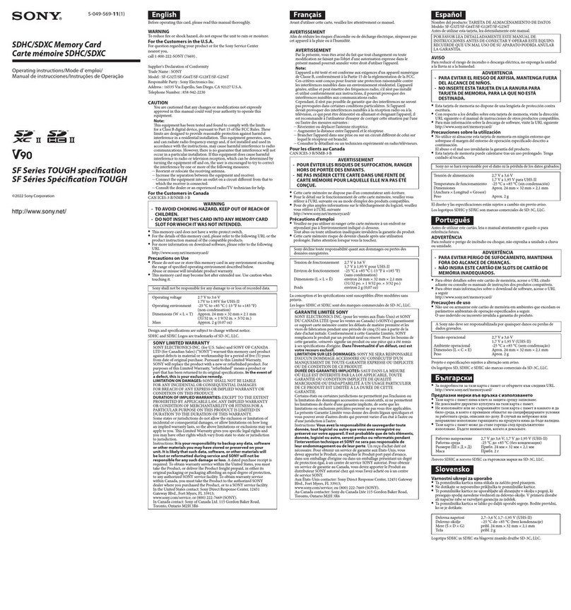 Sony SF Series User manual Sony SF Series User manual