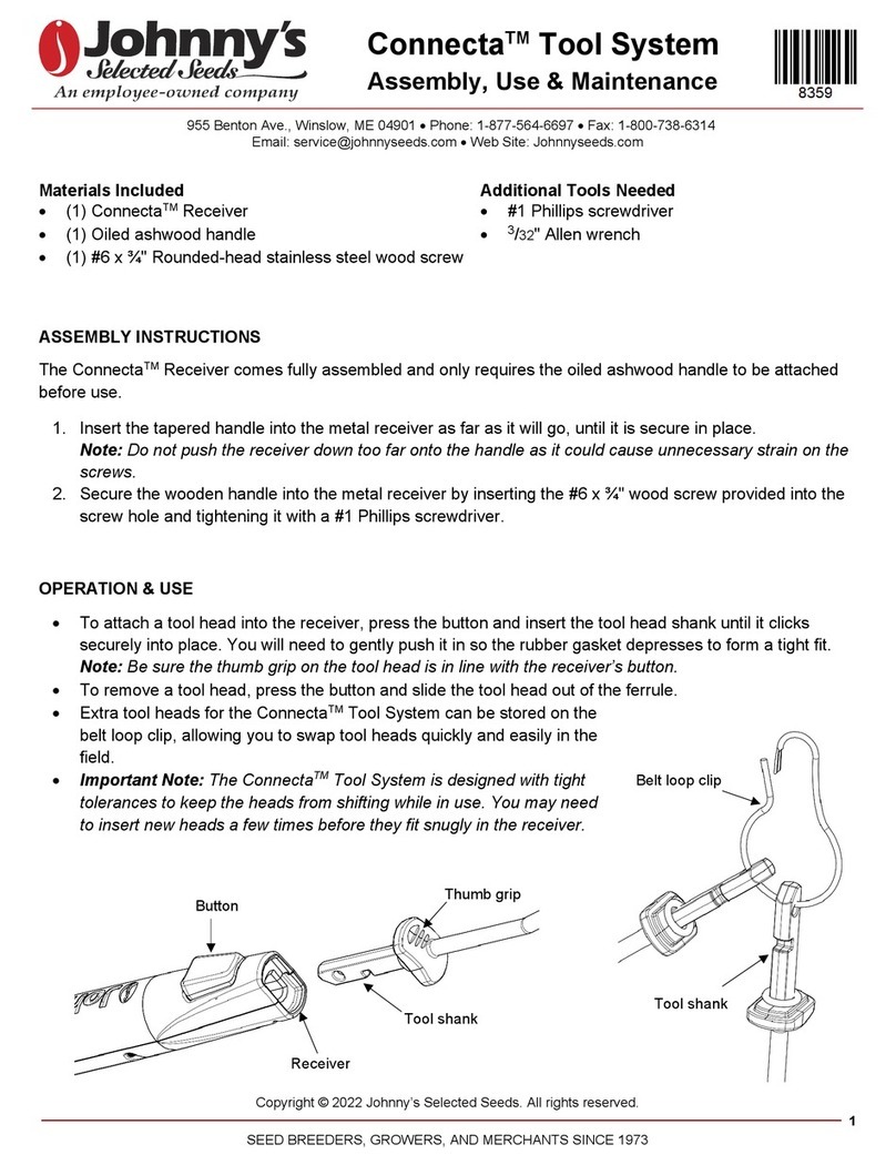 Johnny's Selected Seeds Connecta Tool System Assembly, use and maintenance Johnny's Selected Seeds Connecta Tool System Assembly, use and maintenance